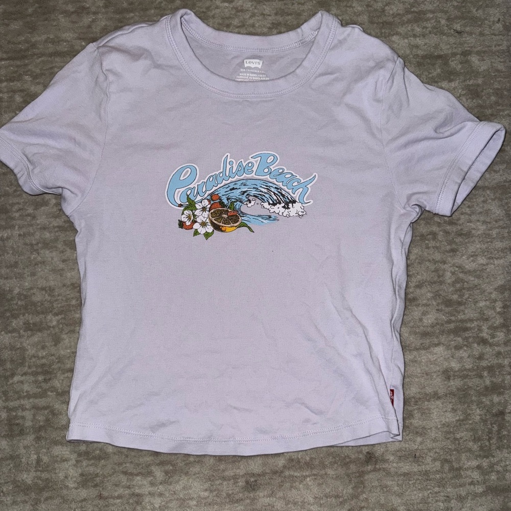Levi's White Graphic Crop Top